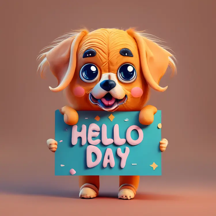 Cartoon Dog Celebrating World Hello Day