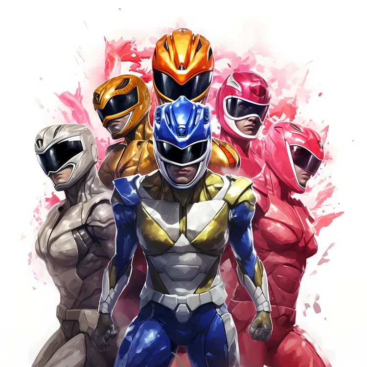 Colorful Power Rangers Team Illustration
