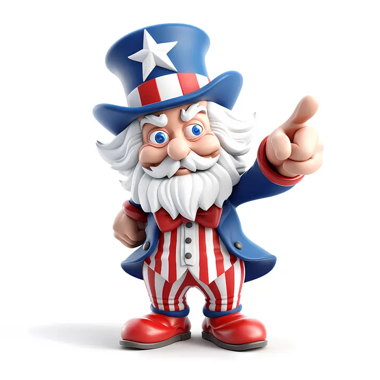 Patriotic Character in Red, White, and Blue Outfit