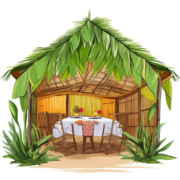 Tropical Hut with Table and Chairs