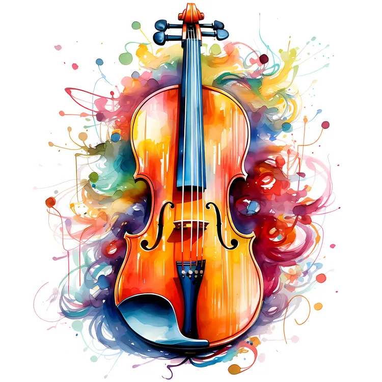 Colorful Violin with Artistic Background