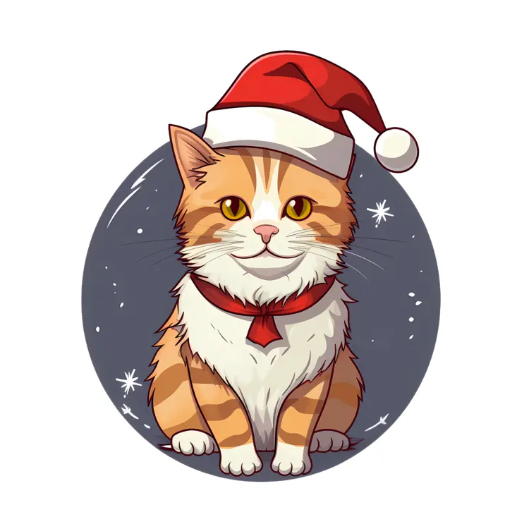 Cute Christmas Cat with Santa Hat