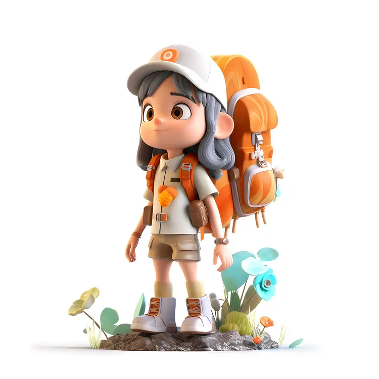 Adventurous Girl with Backpack