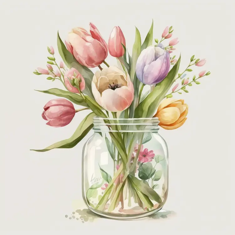 Beautiful Flower Bouquet in Glass Jar