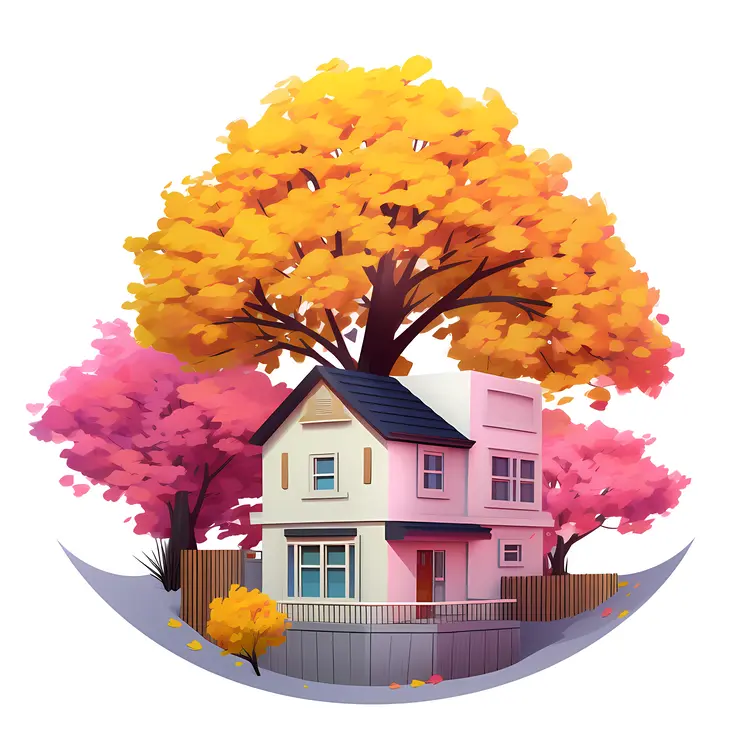 Small Cute House in Autumn