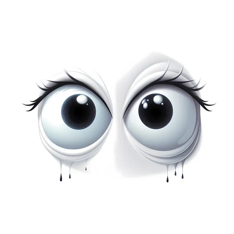 Cartoon Face with Big Eyes and Sad Expression