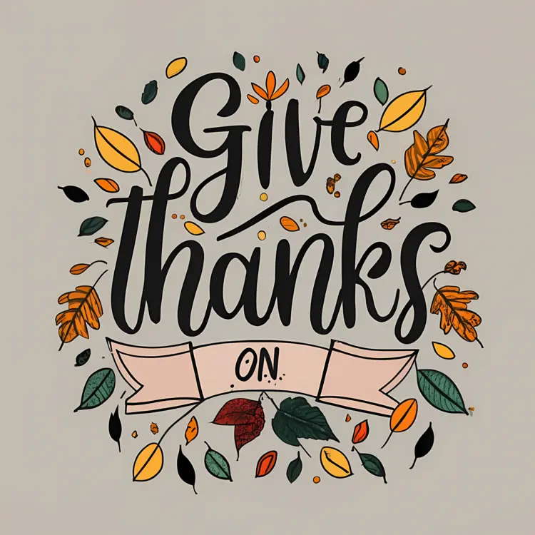 Give Thanks Autumn Leaves Illustration