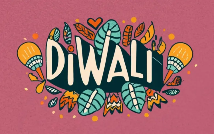 Diwali Festival Celebration with Candles and Flowers