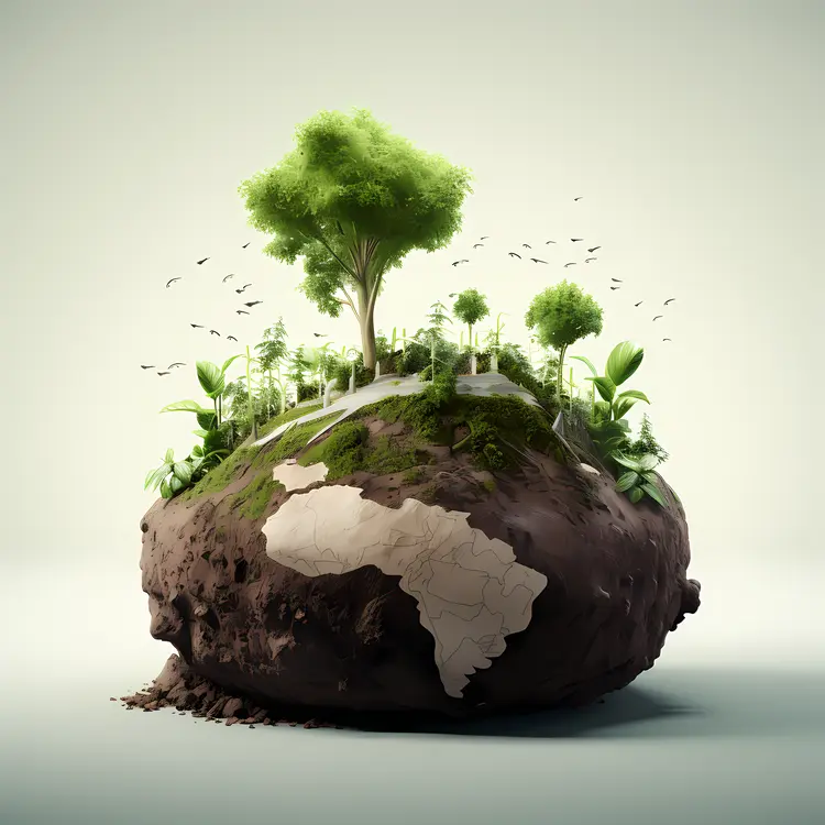Floating Earth with Trees