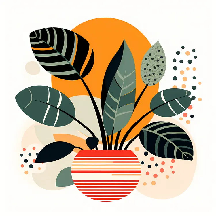 Decorative Potted Plant with Leaves
