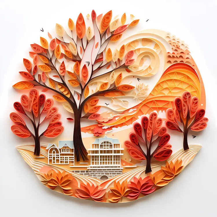 Autumn Tree in Paper Art