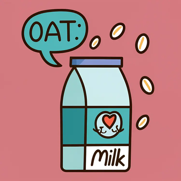 Cute Oat Milk Carton with Oats Illustration
