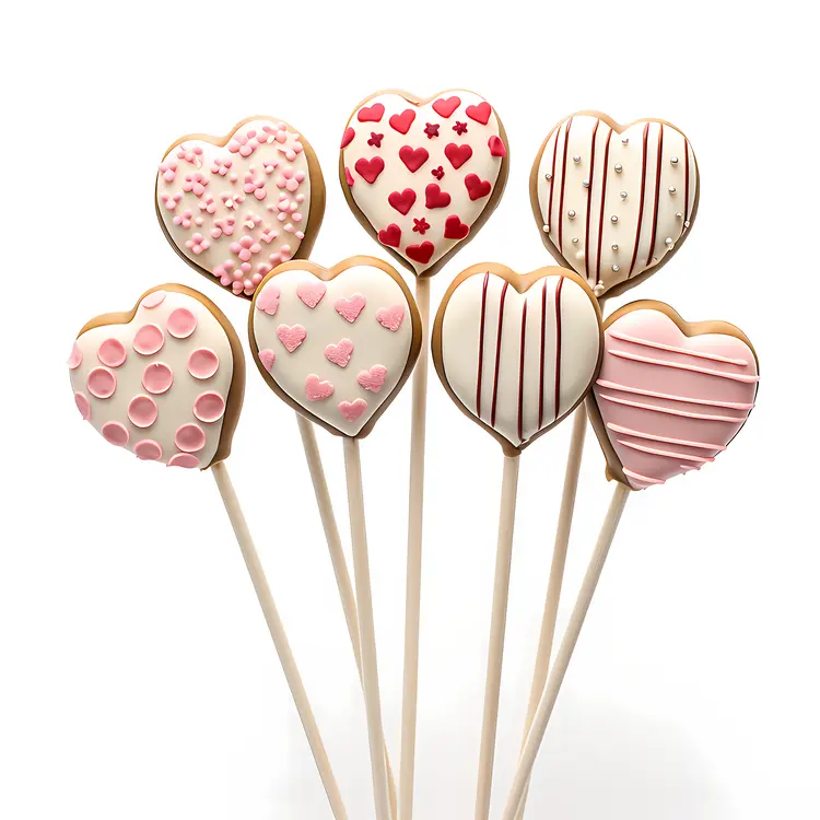 Assorted Heart-shaped Cookies on Sticks