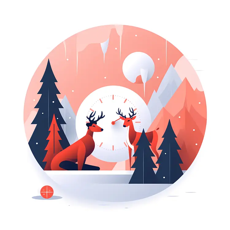Deer in Winter Landscape