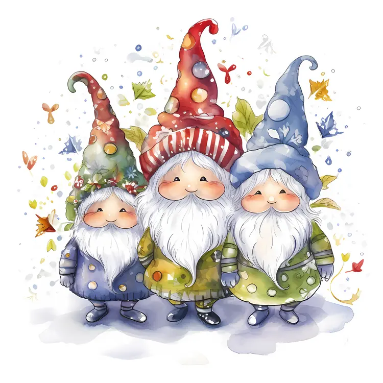 Cute Gnomes with Colorful Hats