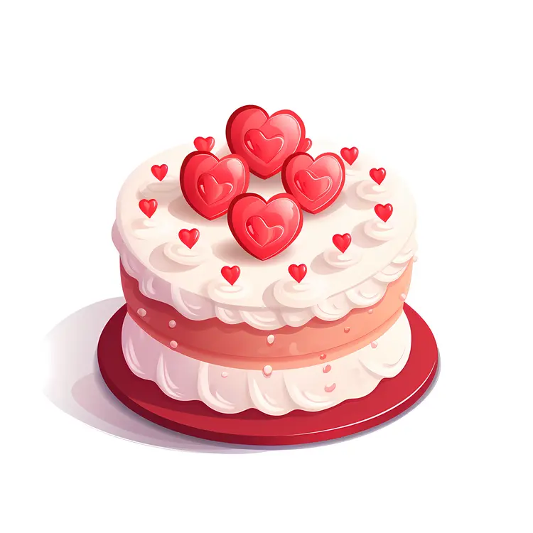 Heart Cake with Red Hearts