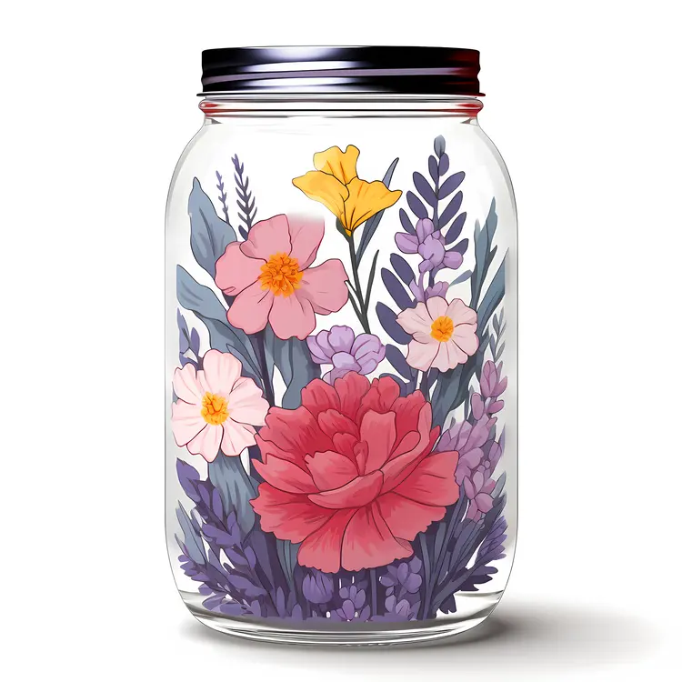 Assorted Flowers in a Jar