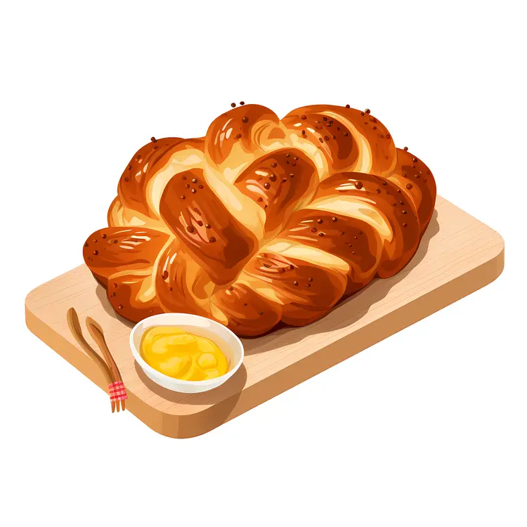 Braided Bread with Butter and Knife