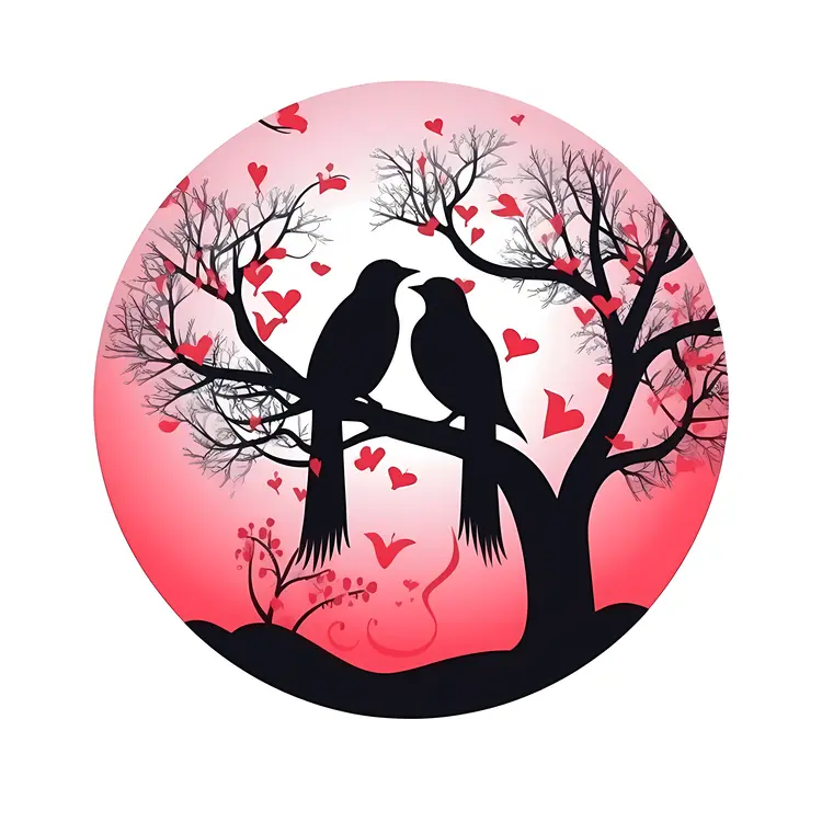 Romantic Love Birds Silhouette for Valentine's Day