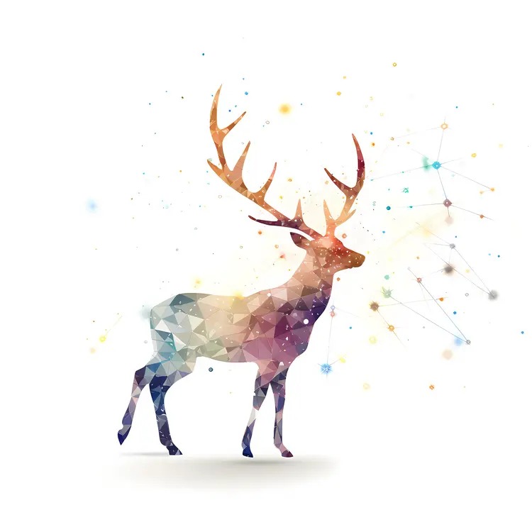 Abstract Geometric Deer with Antlers