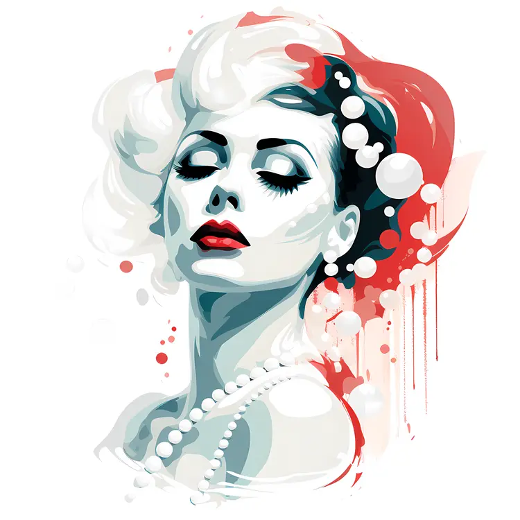 Elegant Woman with Pearls in Vintage Style