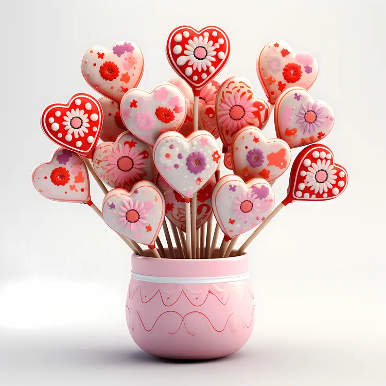 Heart-Shaped Cookies in a Vase