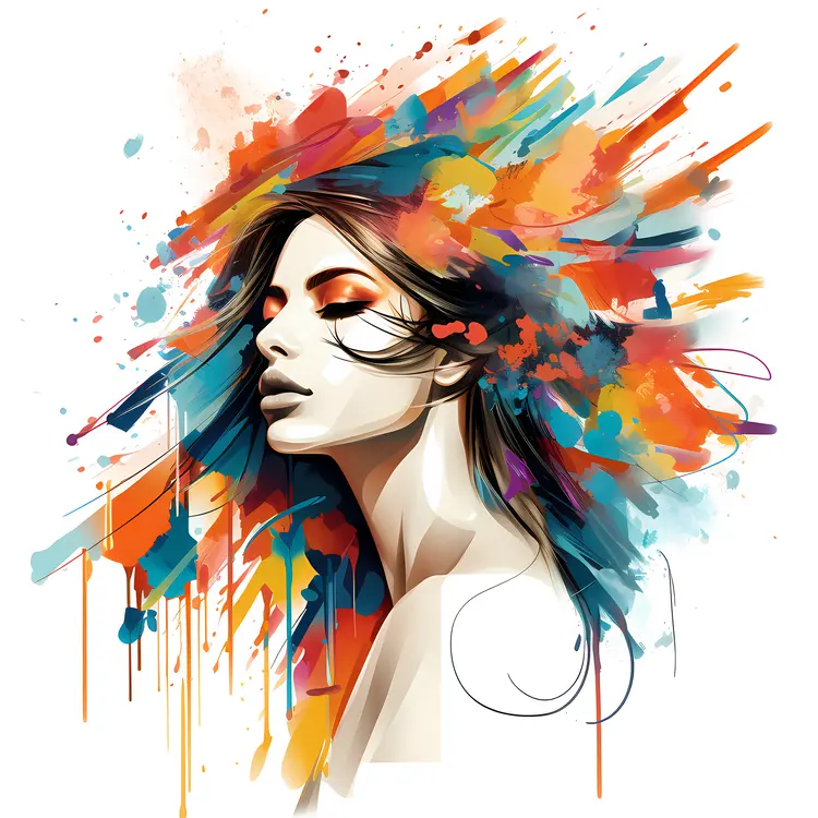 Colorful Abstract Portrait of a Woman