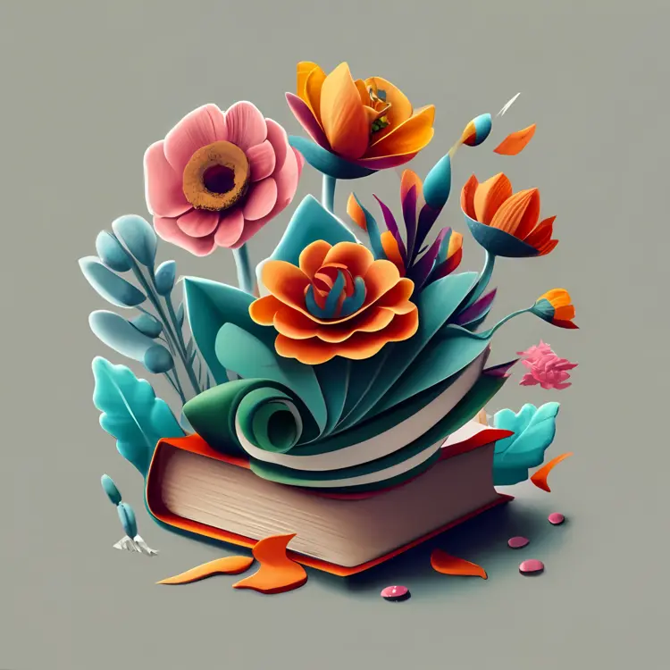 Blooming Flowers on a Book