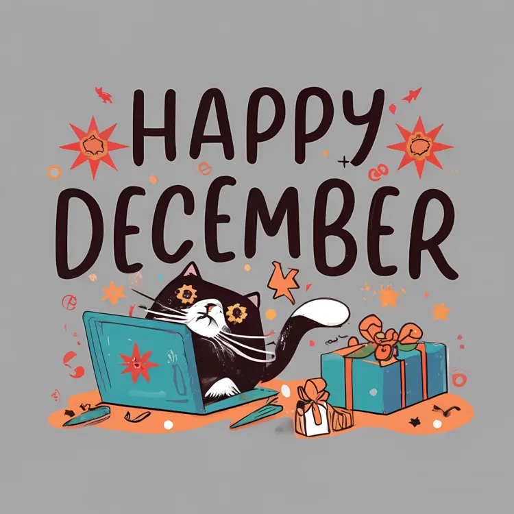 Happy December with Cat and Gifts