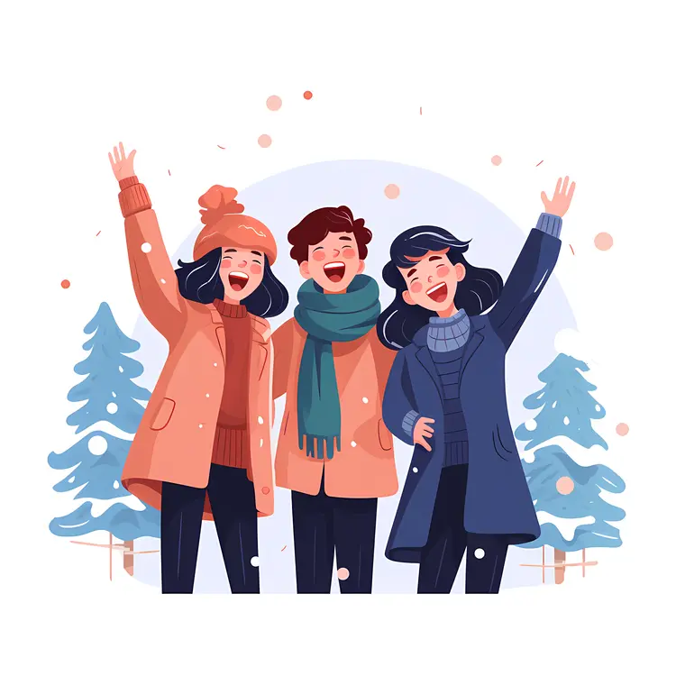 Group of Friends Enjoying Winter