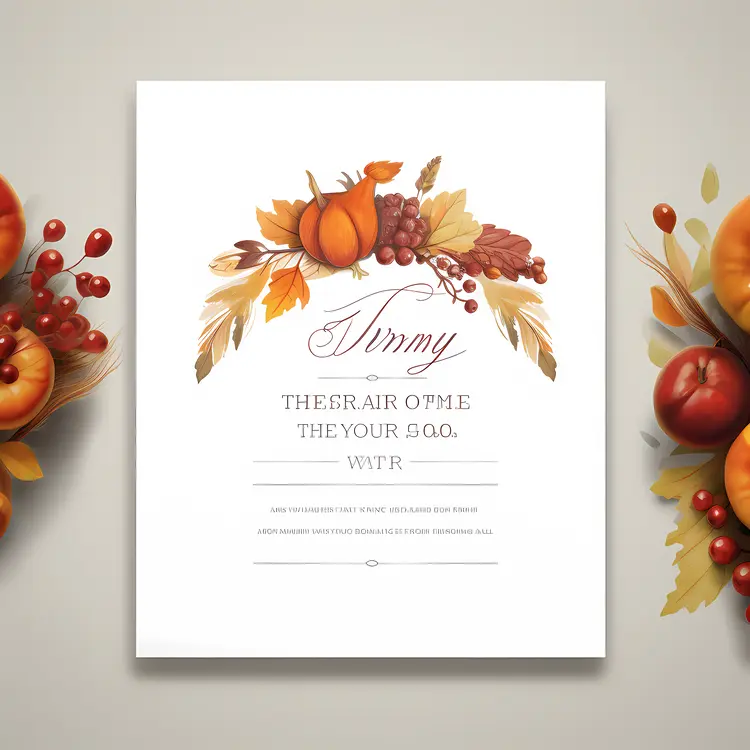 Thanksgiving Invitation with Pumpkins and Autumn Leaves