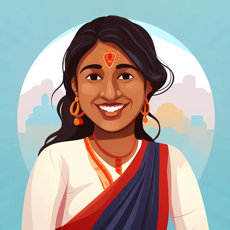 Smiling Woman in Traditional Attire with Jewelry