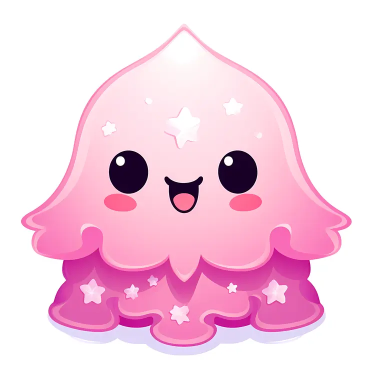 Cute Pink Jellyfish Cartoon Illustration