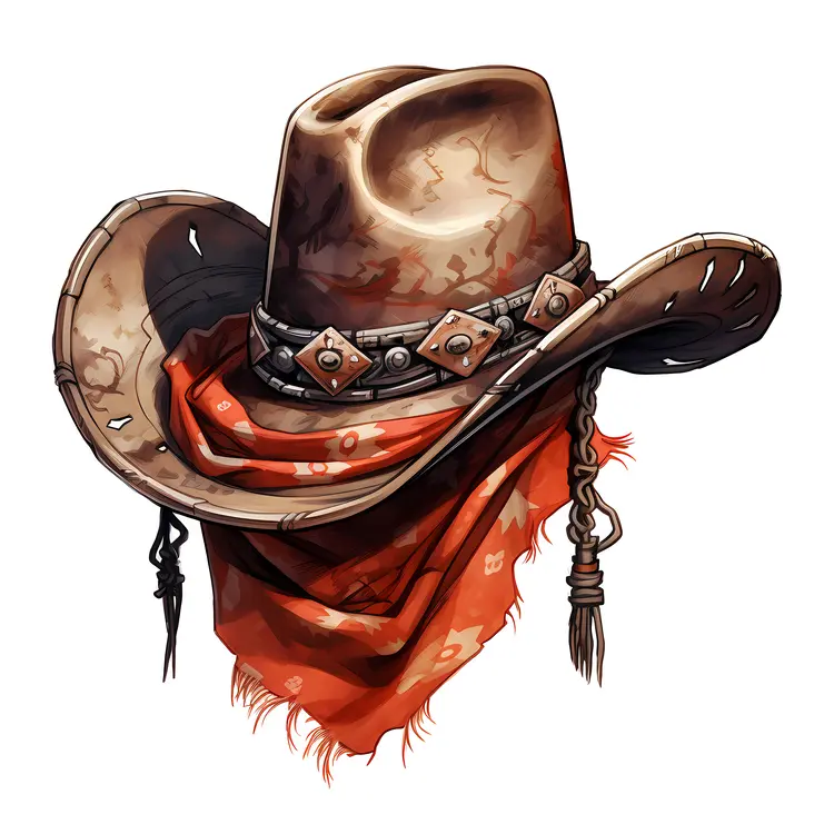 Rustic Cowboy Hat with Red Bandana