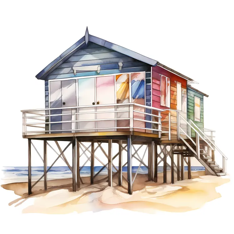 Colorful Elevated Beach House by the Seaside