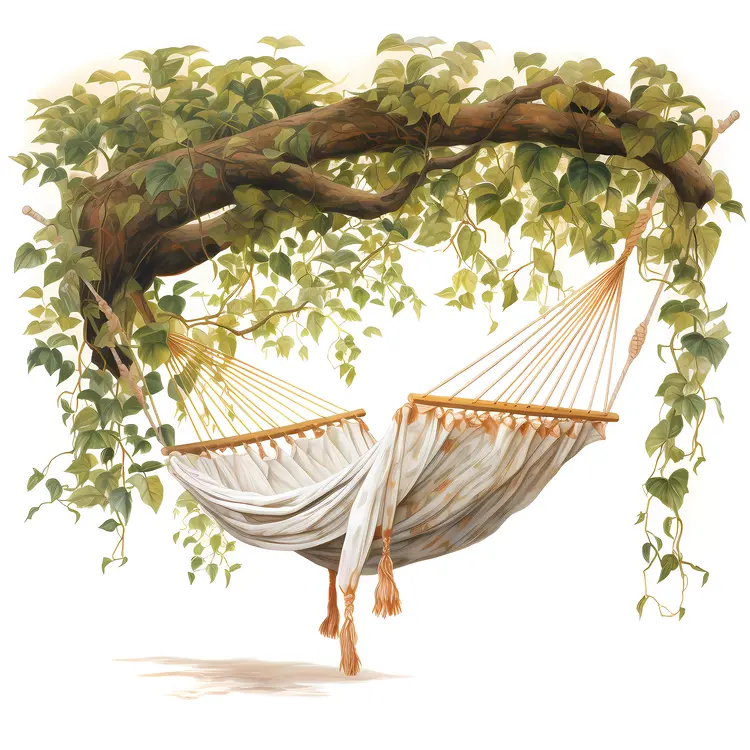 Cozy Hammock Hanging from Tree Branch
