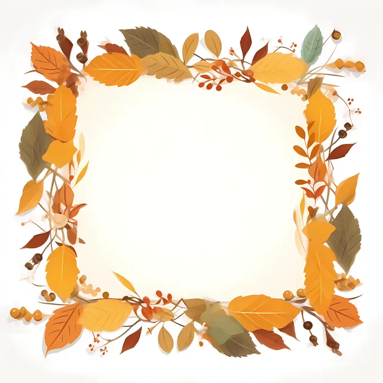 Thanksgiving Autumn Frame with Leaves and Berries