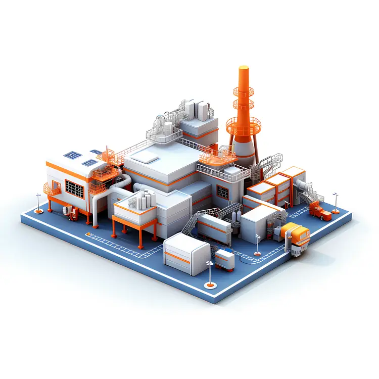 Compact Factory with Machinery and Pipes