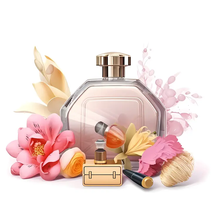Elegant Perfume Bottle with Floral Arrangement