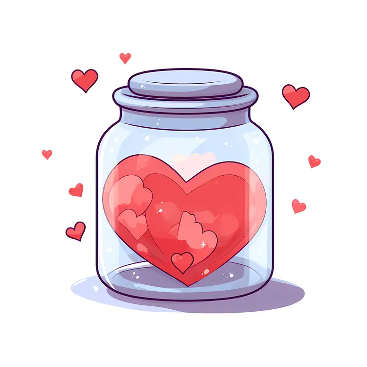 Jar of Colorful Hearts