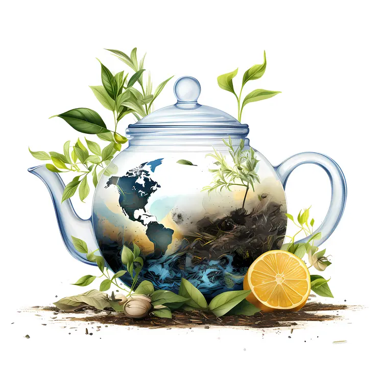 Earth-themed Teapot with Leaves