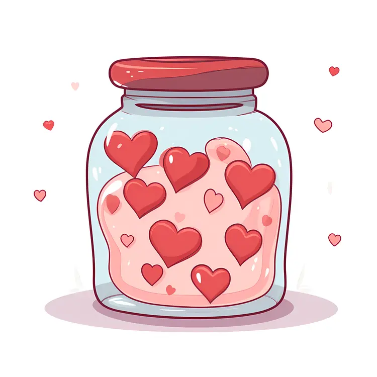 Cute Jar Filled with Hearts Illustration