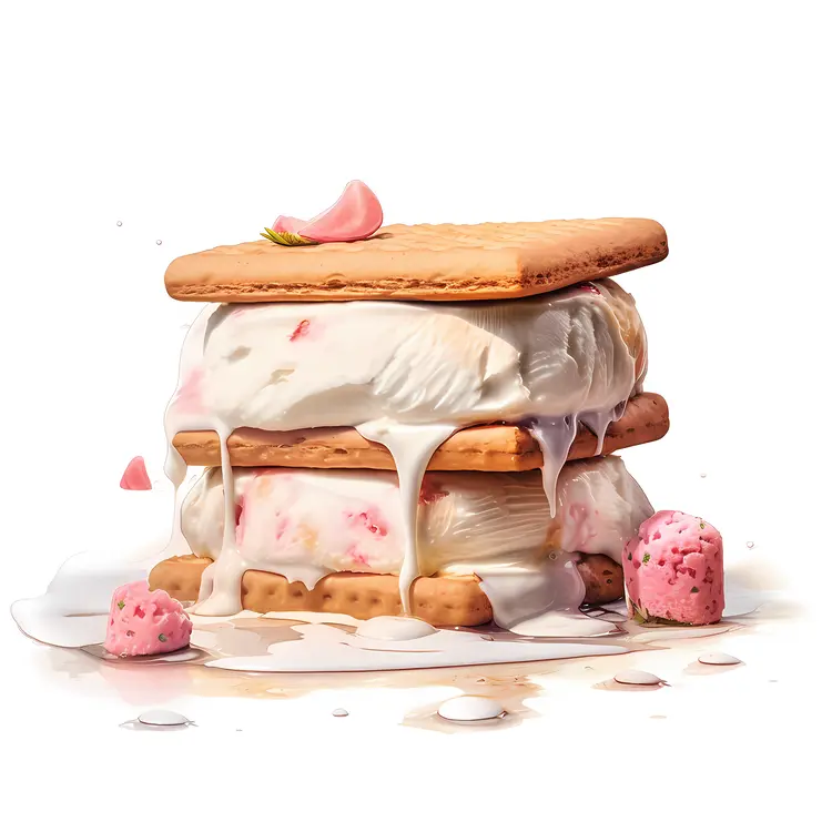 Melting Ice Cream Sandwich with Pink Bits