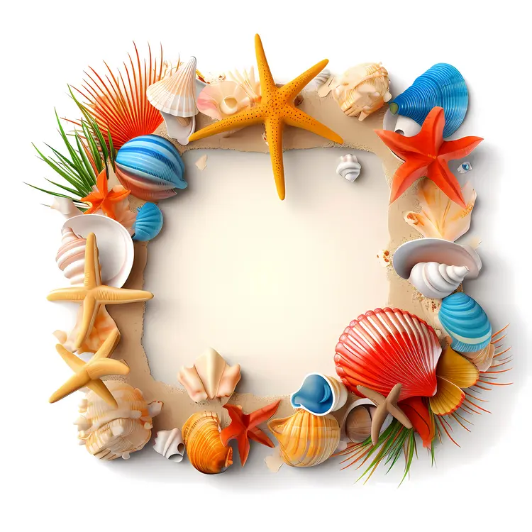 Vibrant Seashell and Starfish Frame