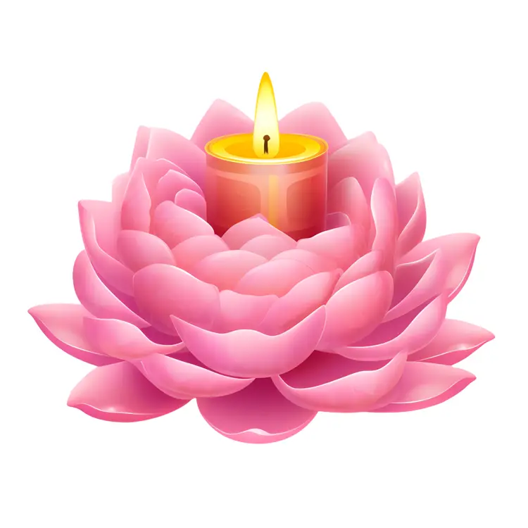 Pink Lotus Candle with Flame