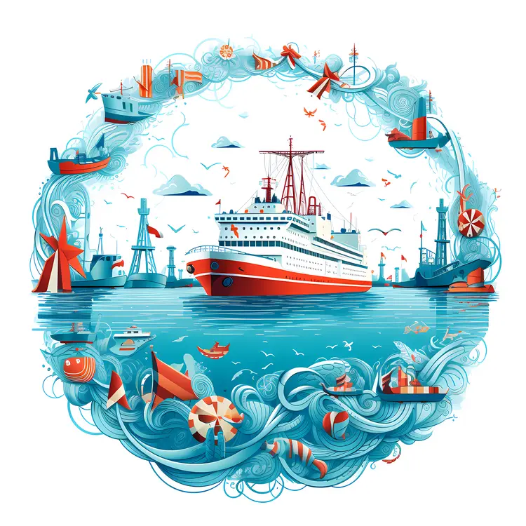 Cruise Ship in a Busy Harbor