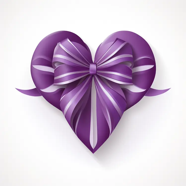 Purple Ribbon Heart Bow for Celebrations