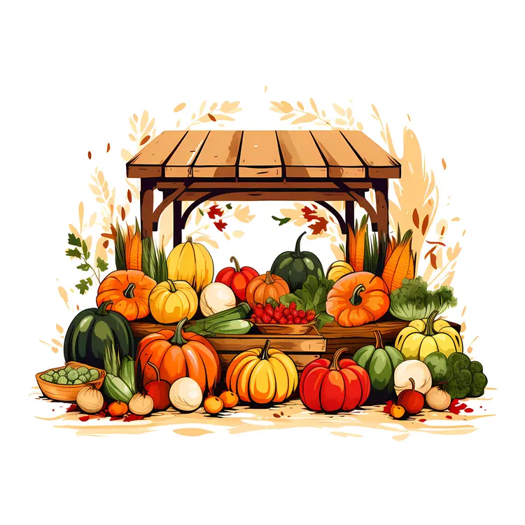 Pumpkin and Vegetable Display at Market
