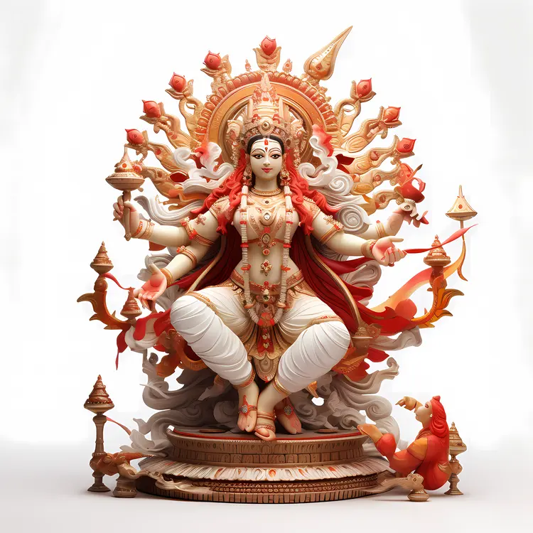 Intricate Goddess Statue with Multiple Arms