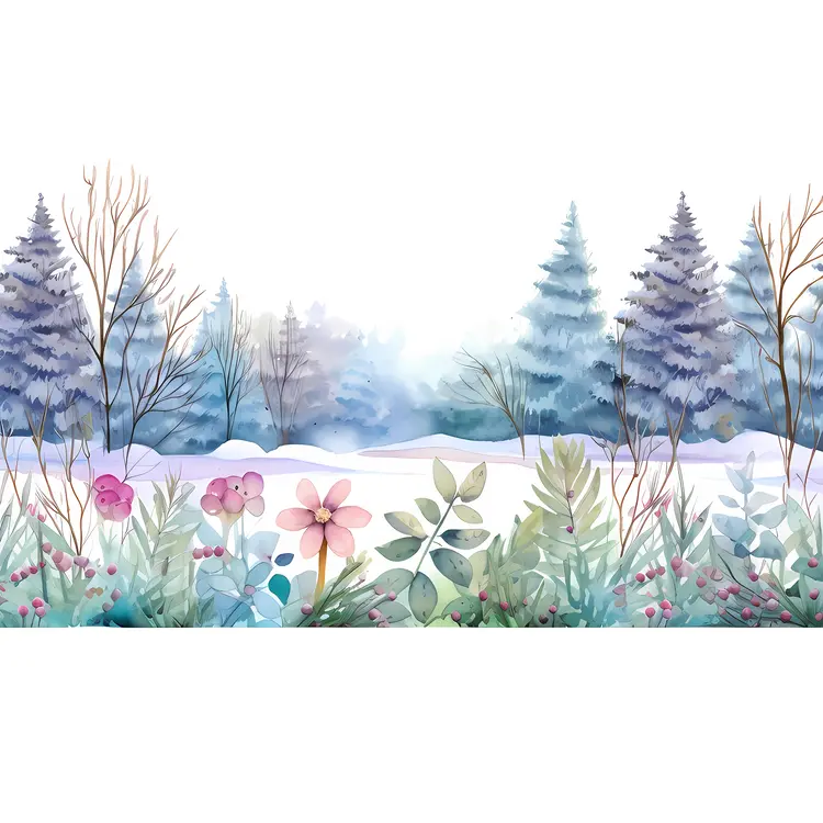 Winter Forest with Snow and Trees